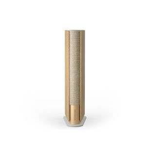Bang & Olufseni Beosound Emerge multiruum Wifi kõlar on puidust ümbrisega raamatu kujuline