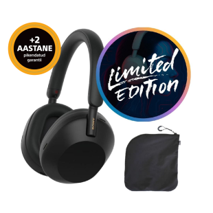 Sony m&uuml;rasummutavad bluetooth Hi-Res k&otilde;rvaklapid WH-1000XM5 koos pehme kandekotiga, must