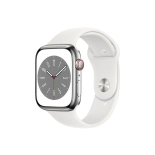 Nutikell Apple Watch Series 8 Roostevaba teras GPS + LTE 41mm, hõbedane/valge