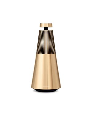 Bang & Olufseni Beosound 2 3rd gen multiruum Wifi kõlar on kuldsest alumiiniumist ning disainilt koonuse kujuline