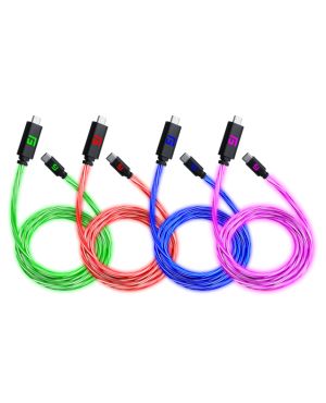 Floating Grip LED-valgustusega kaabel USB-C - USB-A, 4x0,5m (sinine,roheline,punane,roosa)