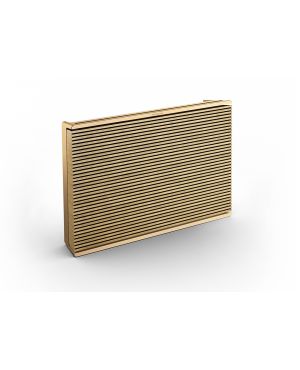 Bang & Olufseni Beosound Level multiruum Wifi kõlar on kuldse alumiiniumraamiga ning tammepuust kõlari kattega