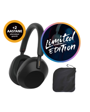 Sony mürasummutavad bluetooth Hi-Res kõrvaklapid WH-1000XM5 koos pehme kandekotiga, must