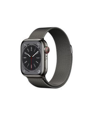 Nutikell Apple Watch Series 8 Roostevaba Teras GPS + LTE 45mm, Milanese rihm, tumehall