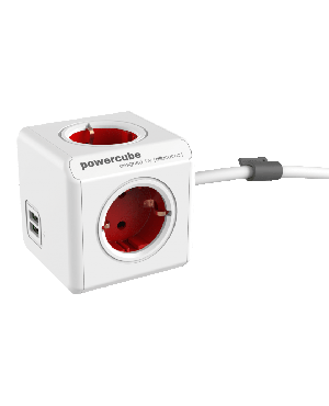 PowerCube Extended 1.5m juhtme ja USB pesadega punane
