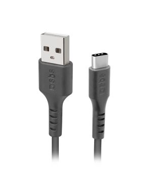 SBS USB-A - USB-C kaabel 1,5 meetrit, must
