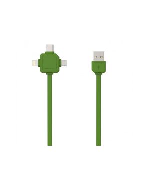 USB kaabel multiotsikuga (usb-c, micro usb, lightning) roheline